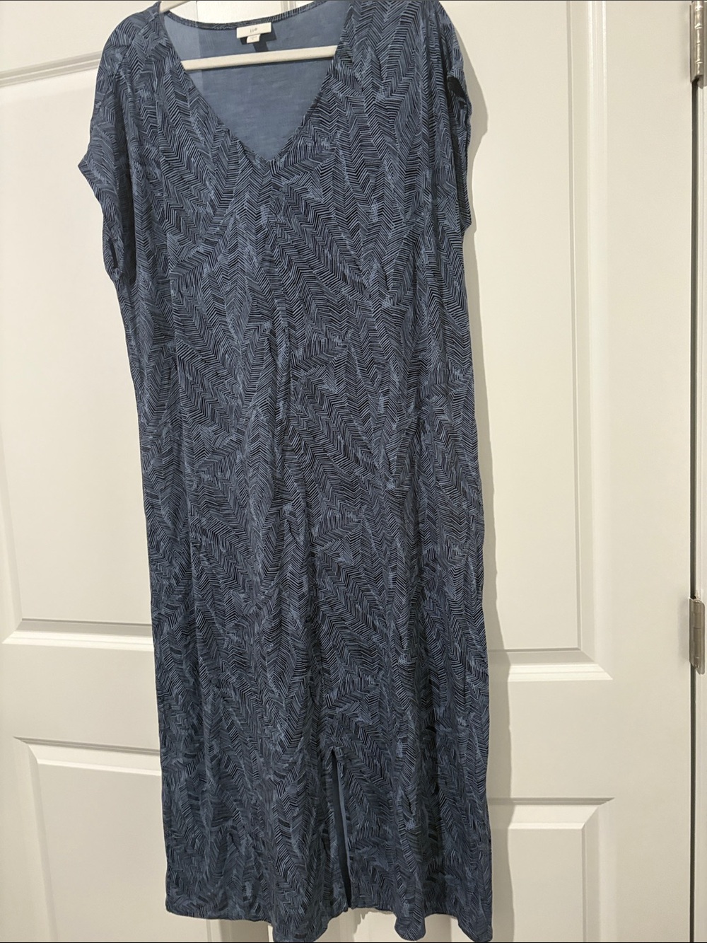 J. Jill Navy Blue Printed V-Neck Maxi Dress